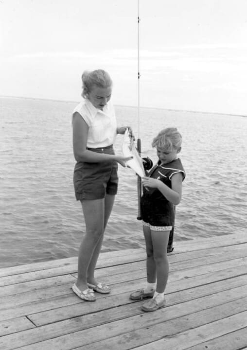 Mrs. D. P. Thompson and Debbie hold a fish they caught at the Destin Rodeo - Destin, Florida #