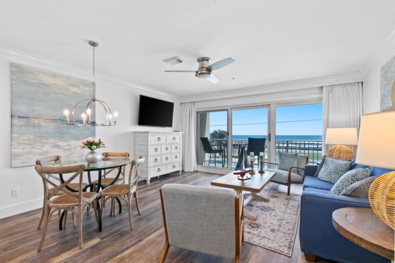 pet friendly condo living room and gulf front views