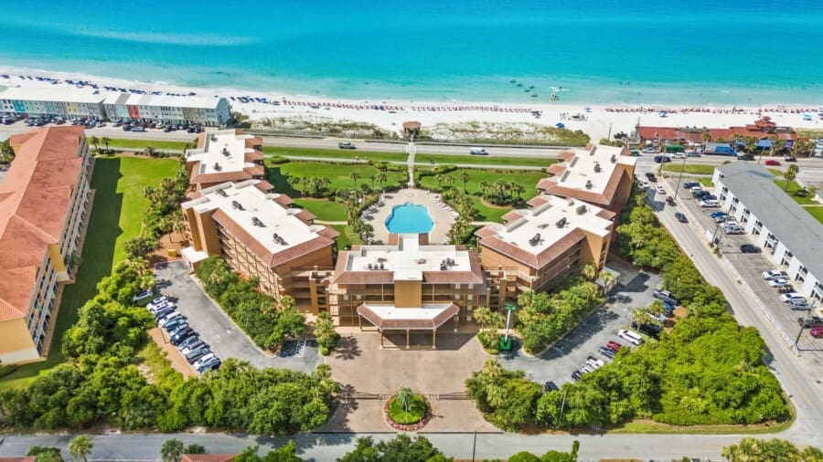 Beach Condos in Destin FL | Book Vacation Rentals Online - Part 4 #Lush landscaping and pool at Mediterranea. Vacation rentals with large pool, hot tub, tennis courts,  exercise facility and a private beach.  